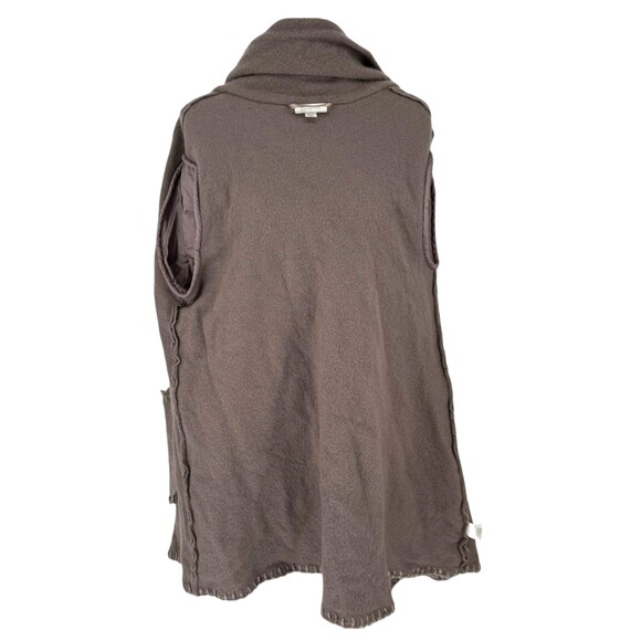 Garnet Hill Asymmetrical Boiled Wool Coat Size 18 XL Metal Clasp Taupe Boho FLAW - Picture 9 of 14